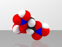 Space-filling molecular model of nitroglycerine (dynamite)