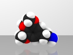 Space-filling molecular model of Mescaline