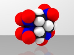 Space-filling molecular model of HMX